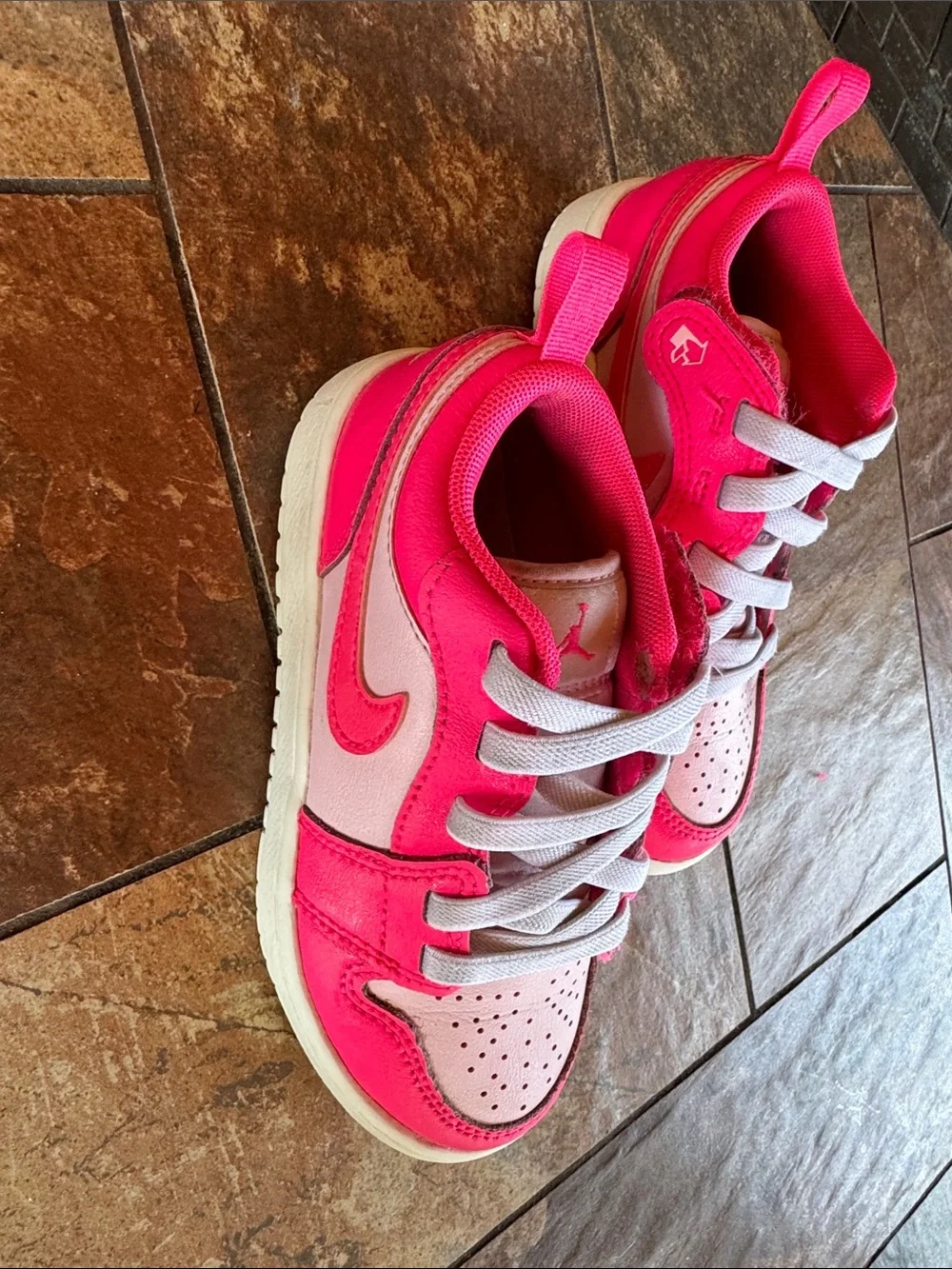 Nike Air Jordan Kids Hot Pink and Light Pink Low-Top Sneakers size (12c)